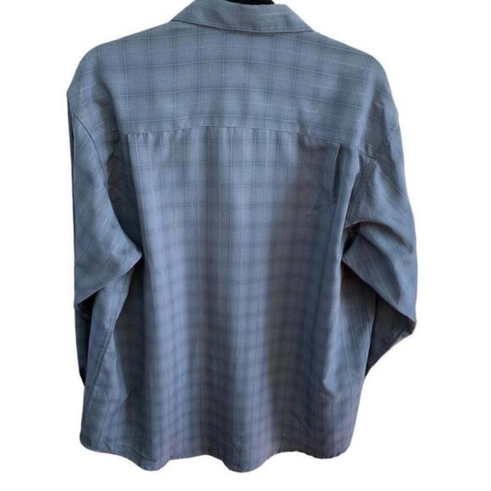 Haggar Mens Luury Microfibre Long Sleeve Gray Plaid Shirt Size L Defect - Picture 2 of 8